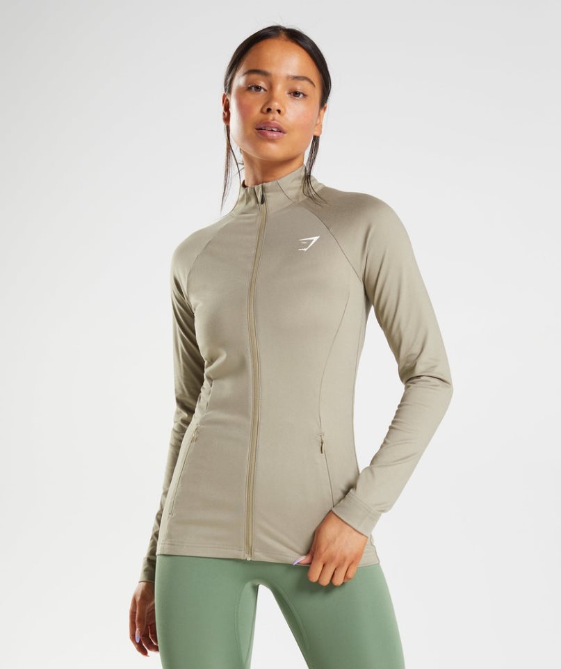 Kurtka Gymshark Treningowe Zip Up Damskie Szare | PL 420NLT